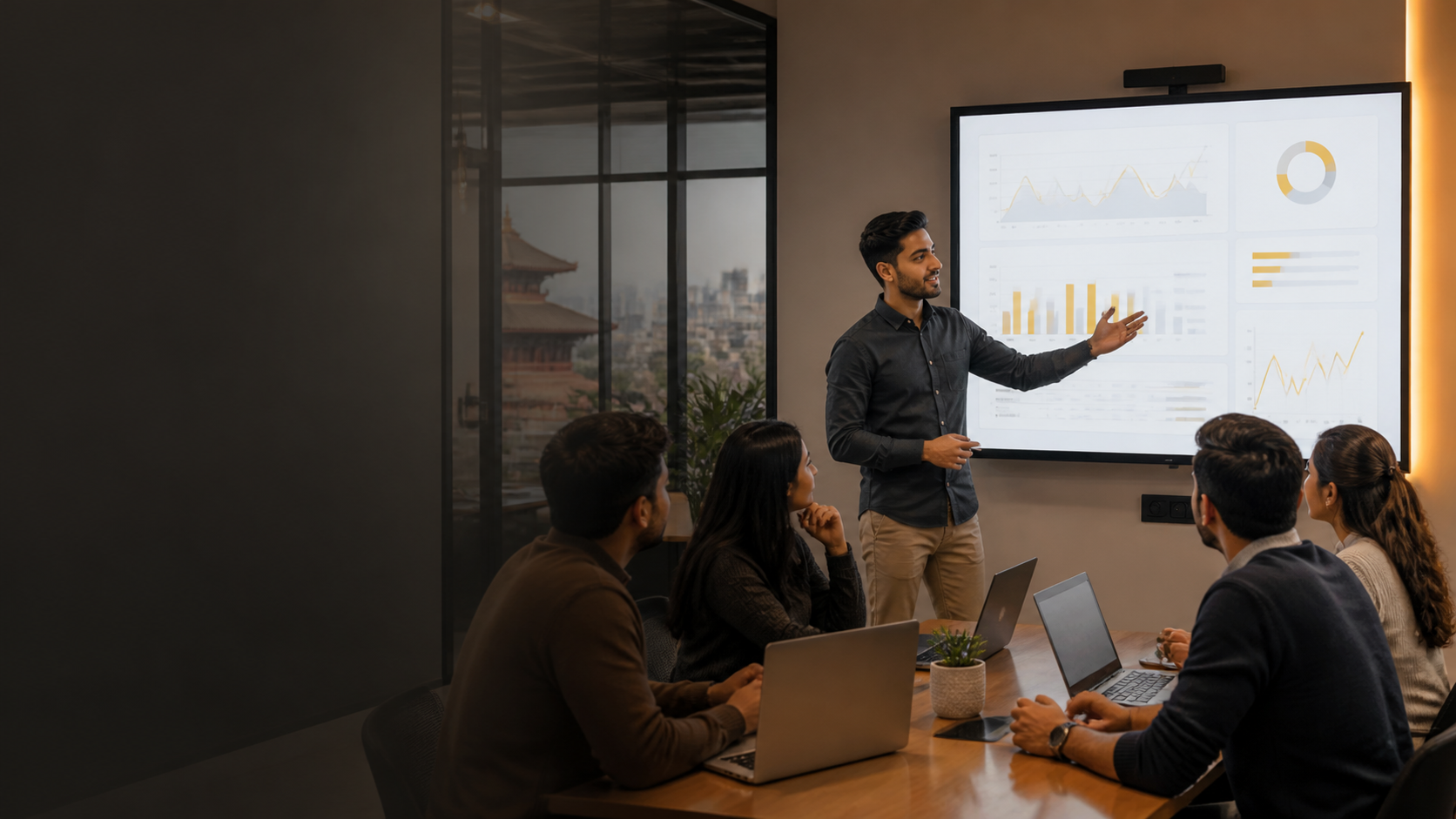 A team reviewing application performance and server requirements