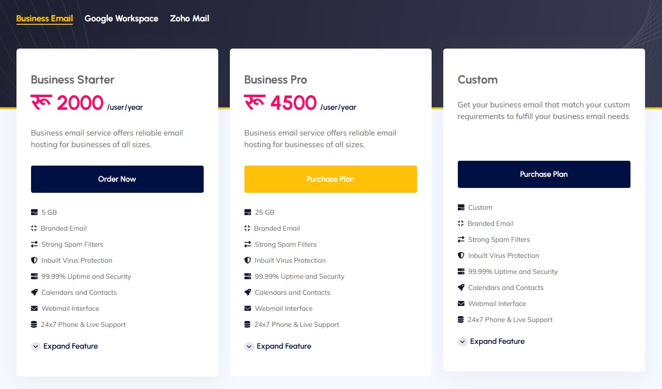 Yoho Cloud professional business email plan